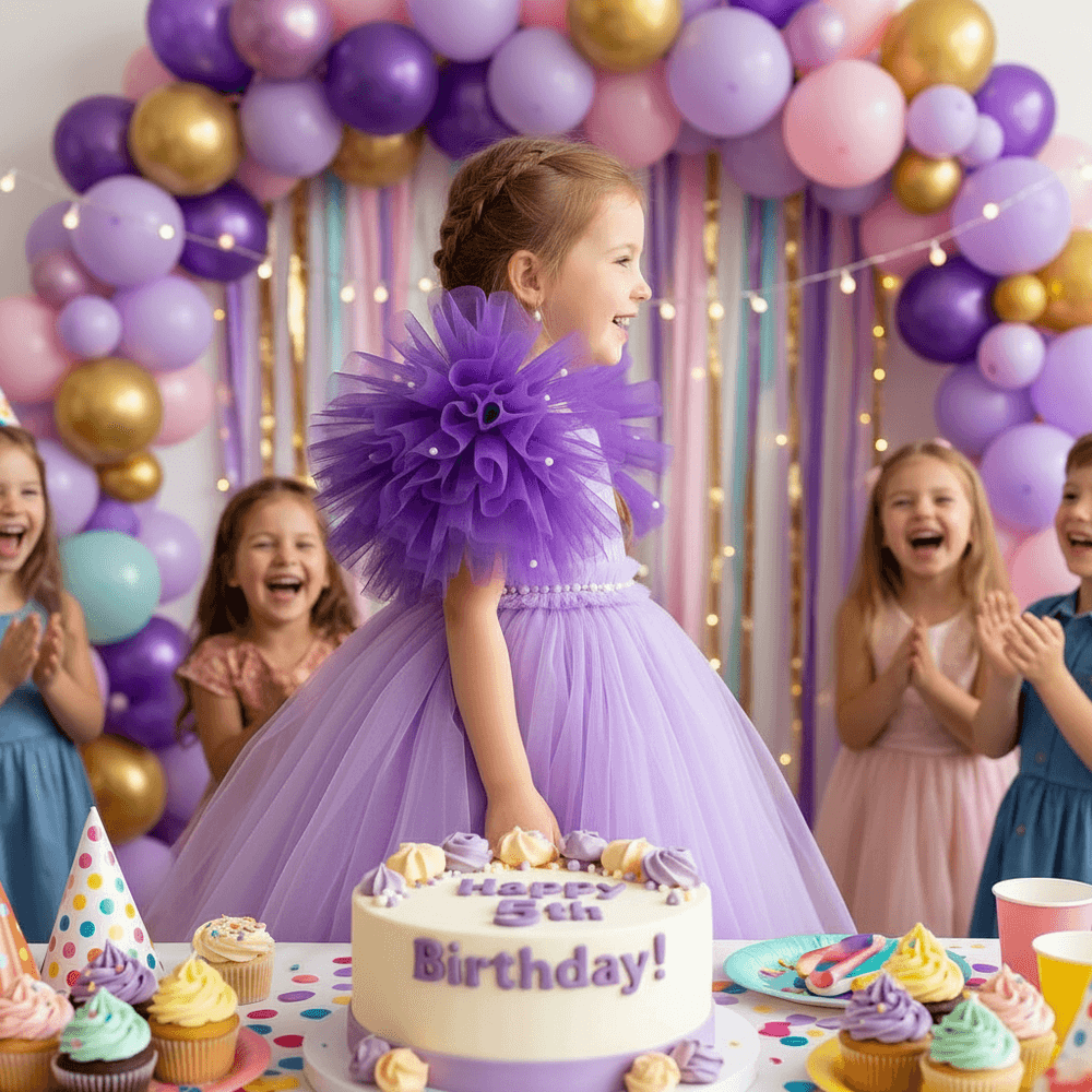 Purple party frock for girls-M232801