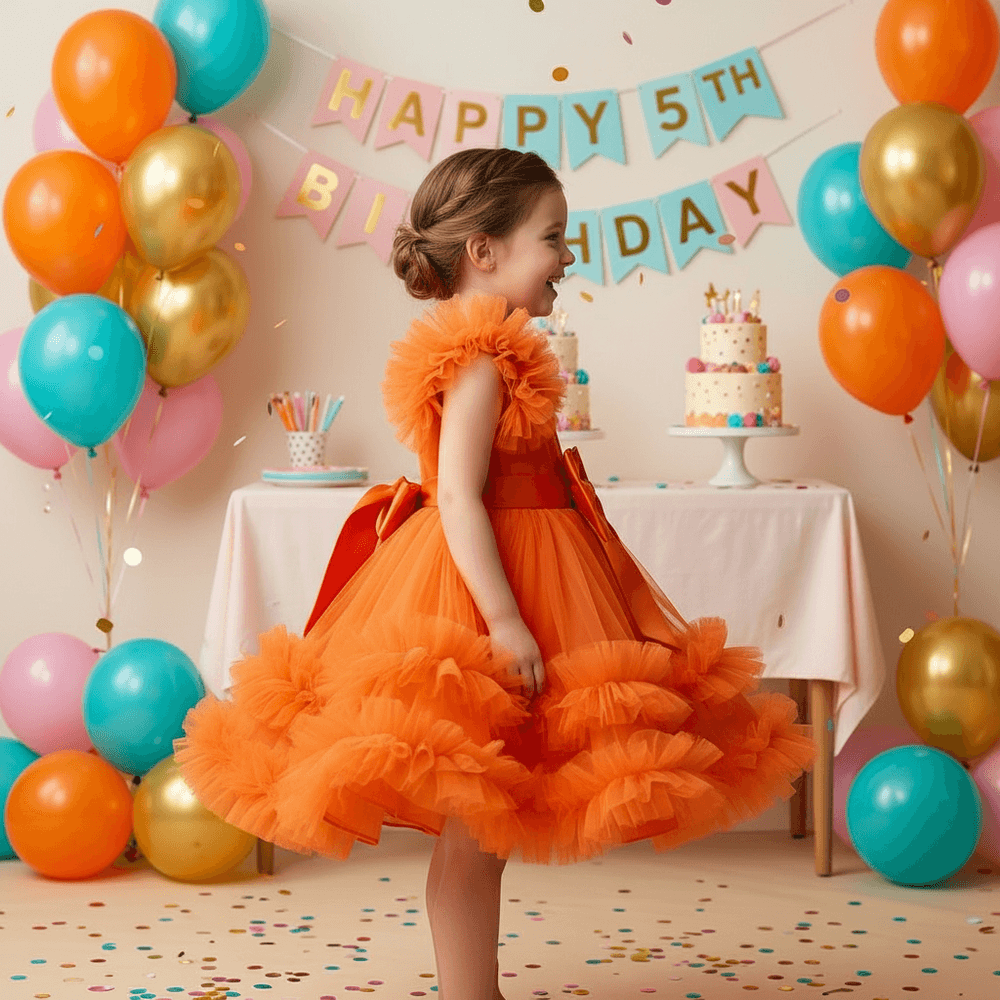 Girls orange Party dress M260104