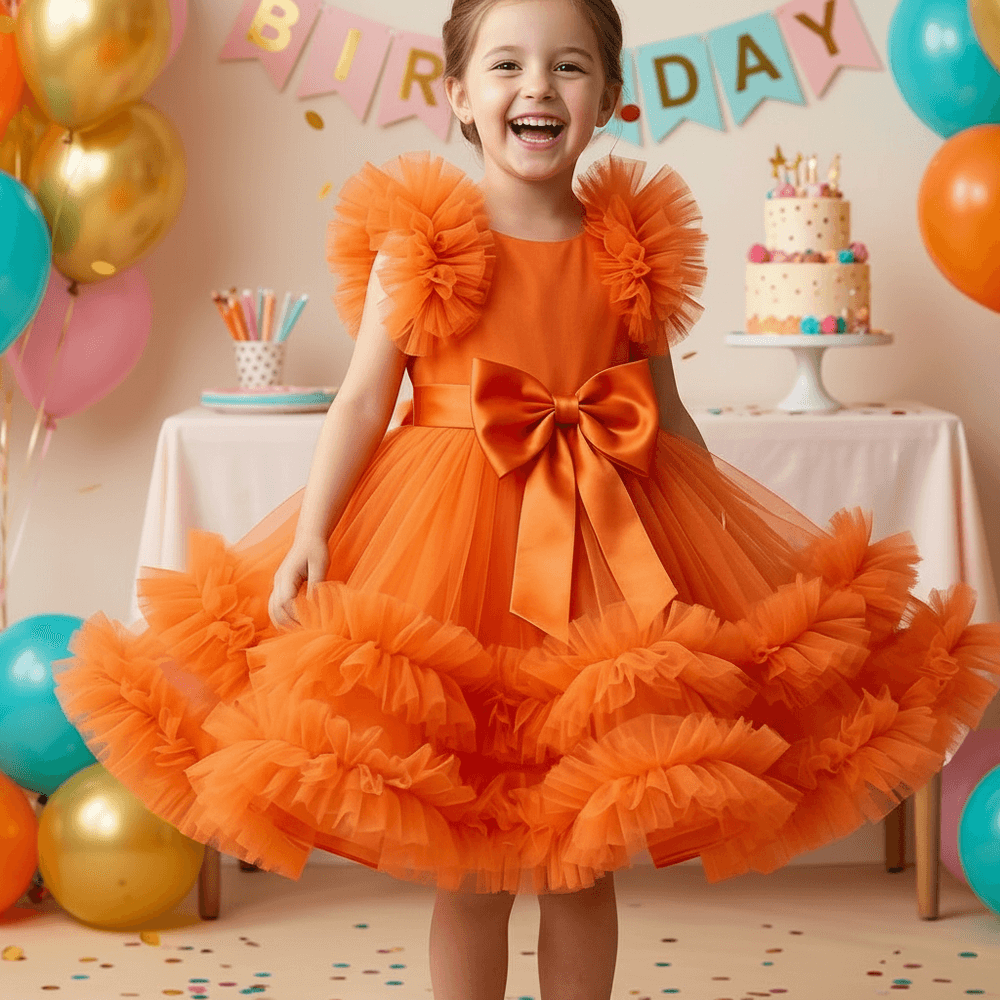 Girls orange Party dress M260104