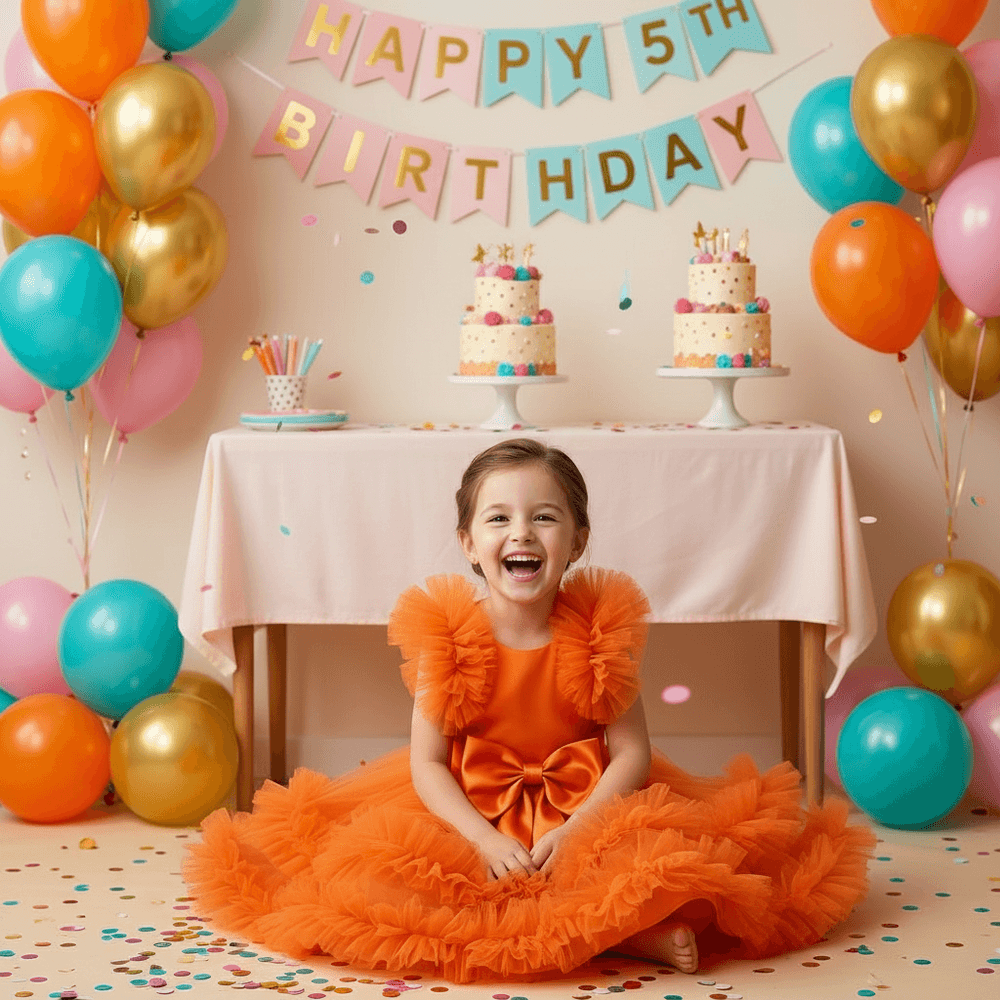 Girls orange Party dress M260104