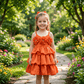 Orange party frock for girls-M260107