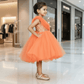 SALE Orange party frock for girls-M250028