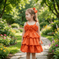 Orange party frock for girls-M260107