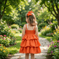 Orange party frock for girls-M260107