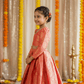 Peach brocade party wear M260092