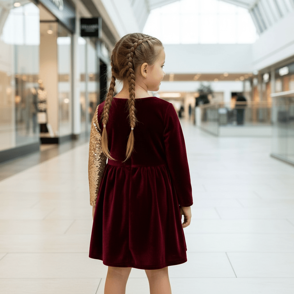 SALE maroon party frock for girls-m231501