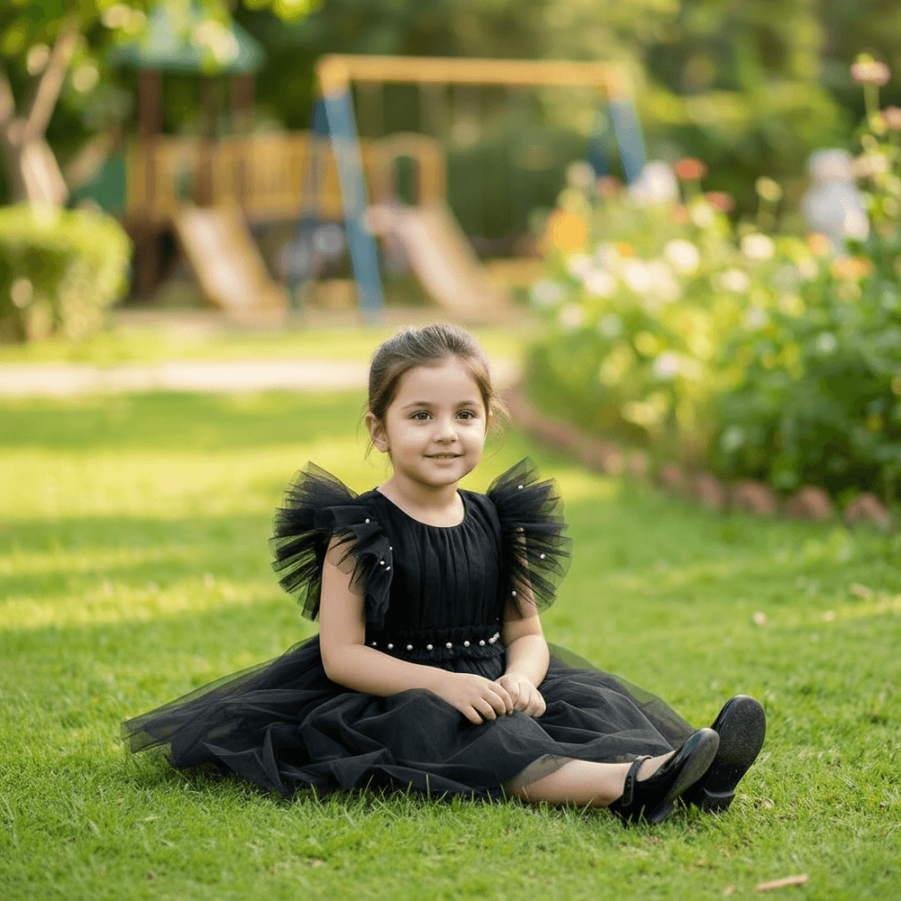 Black party frock for girls-M250106