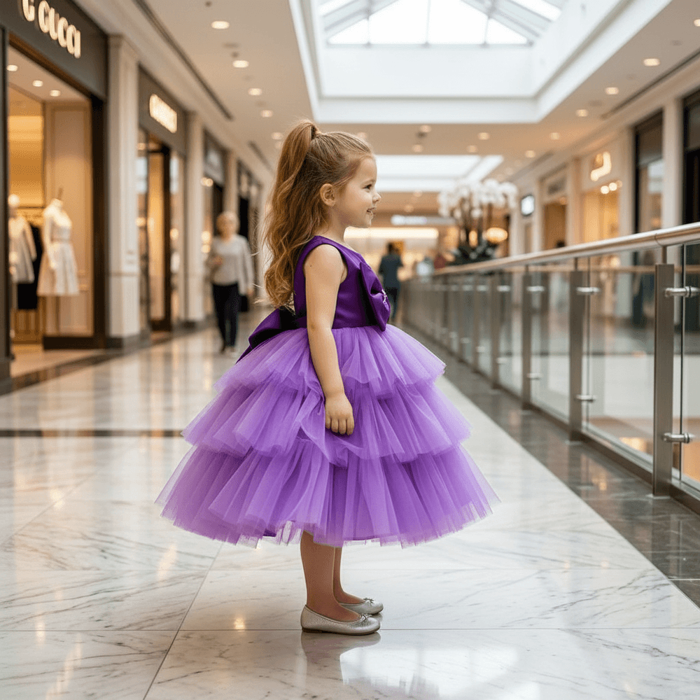 Purple party frock for girls-M250160