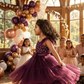 Girls wine  Party frock M240005