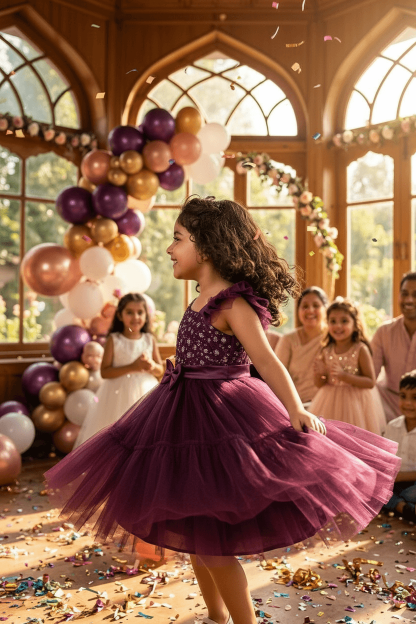 Girls wine  Party frock M240005