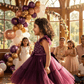 Girls wine  Party frock M240005