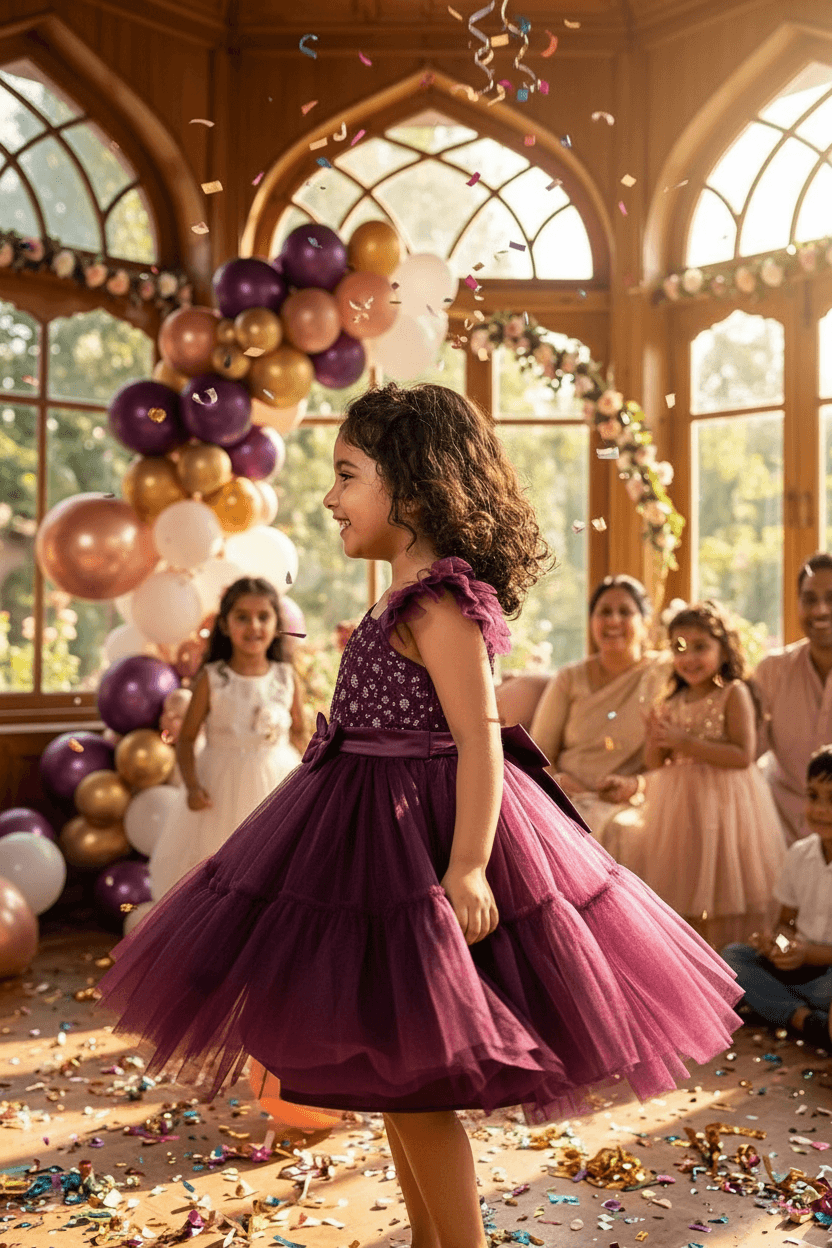 Girls wine  Party frock M240005