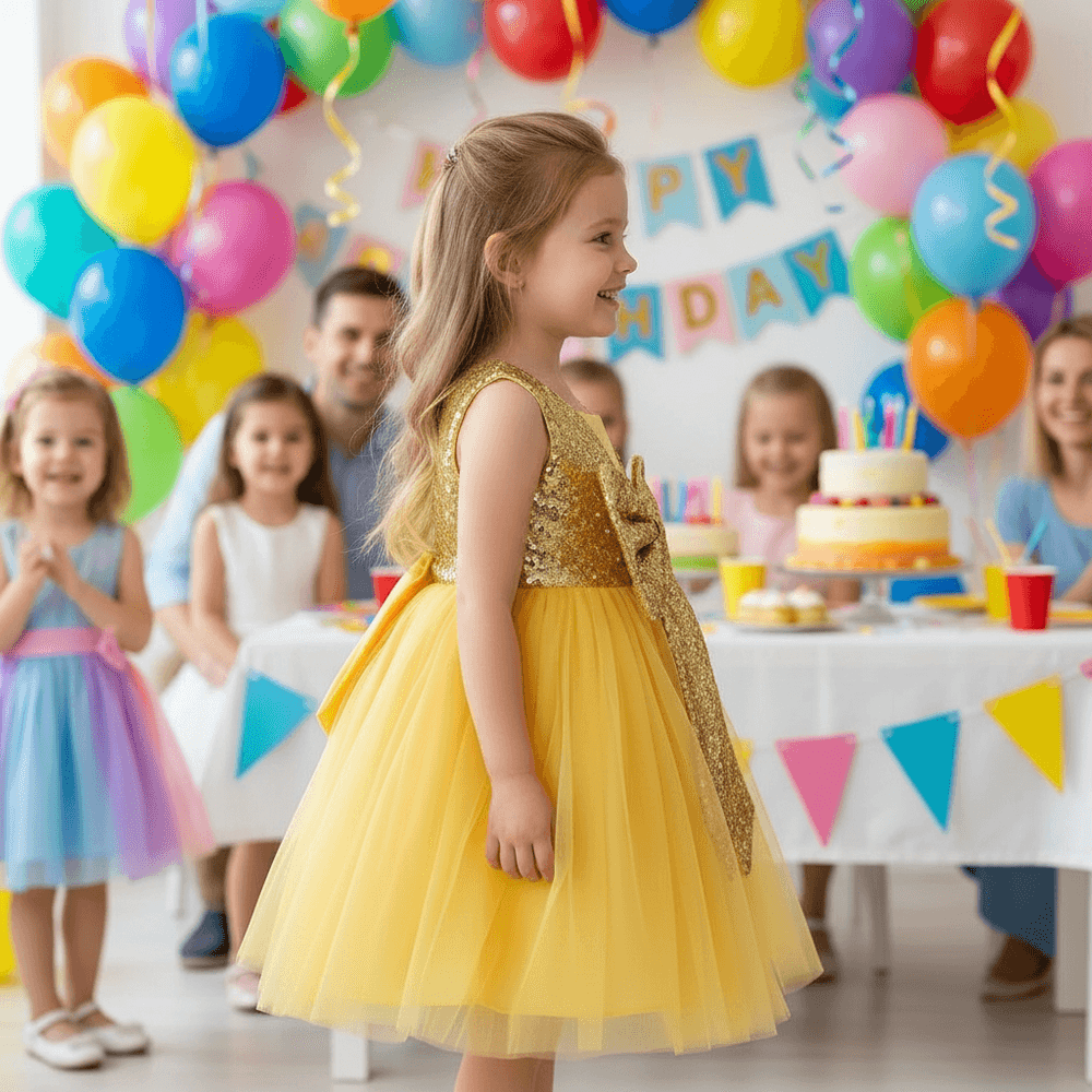 SALE Girls gold  Party frock M233406