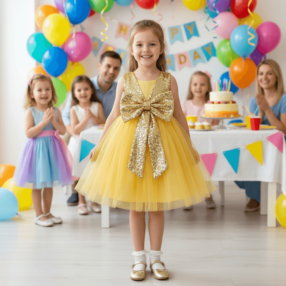 SALE Girls gold  Party frock M233406