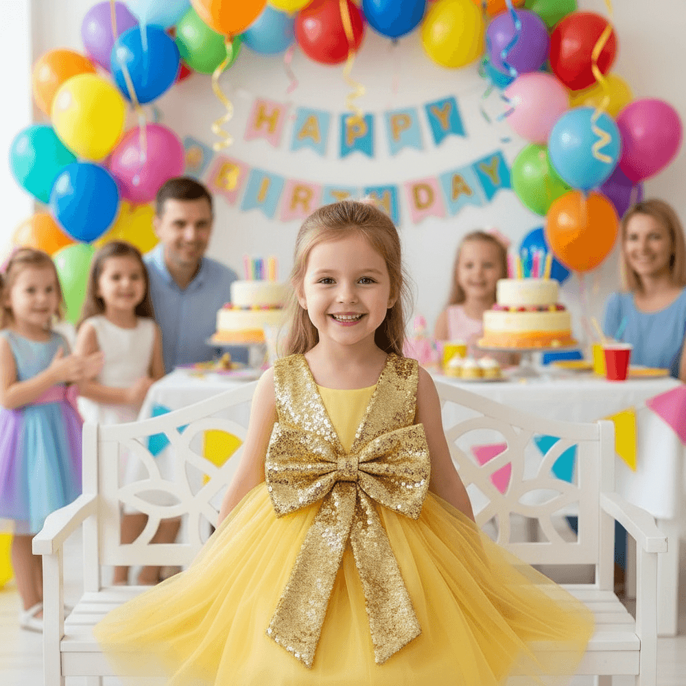 SALE Girls gold  Party frock M233406