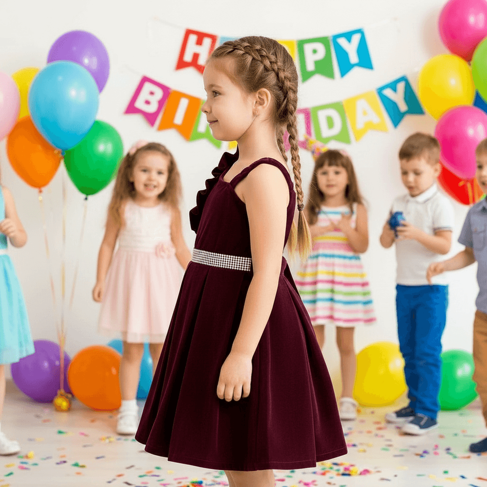 SALE Girls maroon Party frock M233412