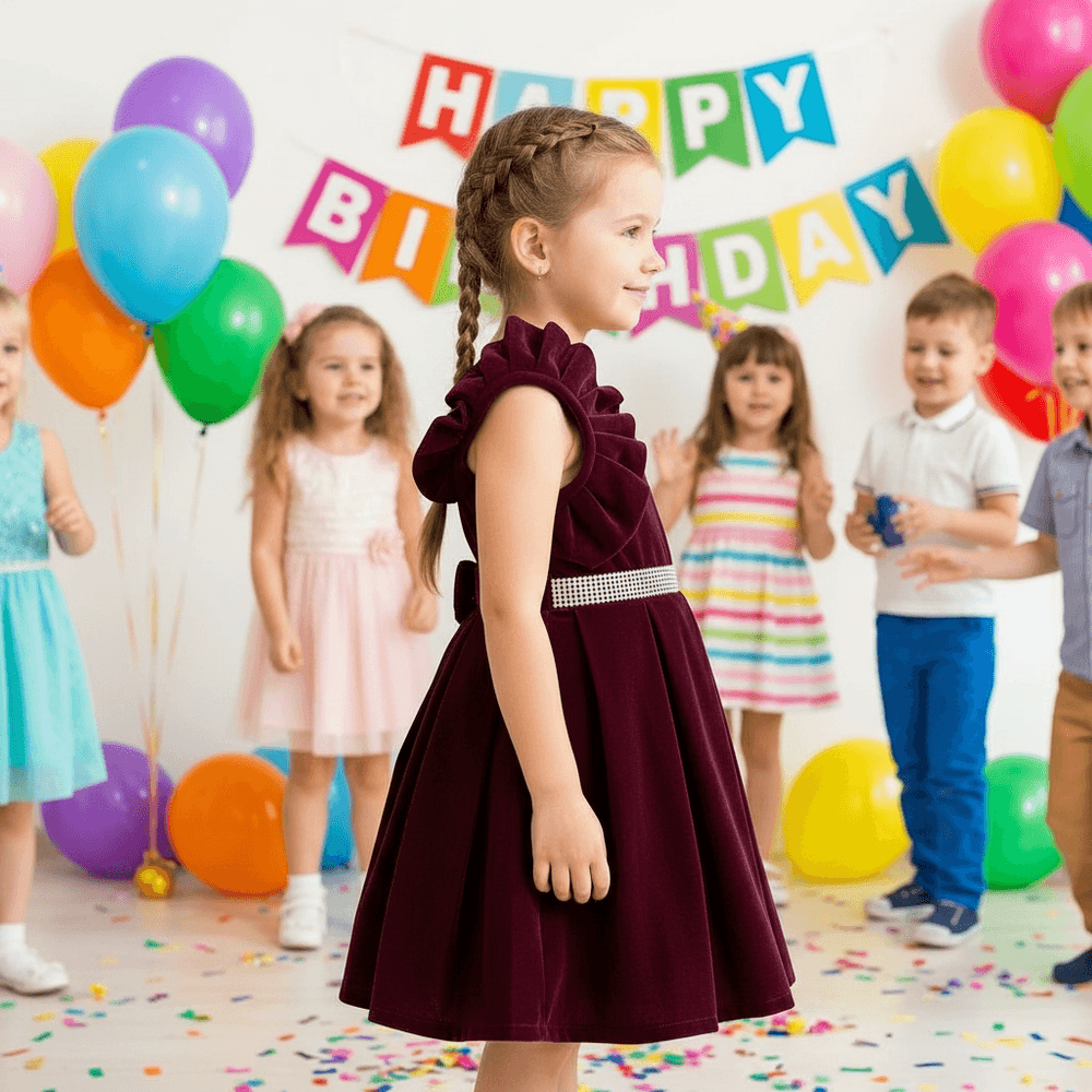 SALE Girls maroon Party frock M233412