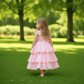 Peach organza frock M260121