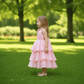 Peach organza frock M260121