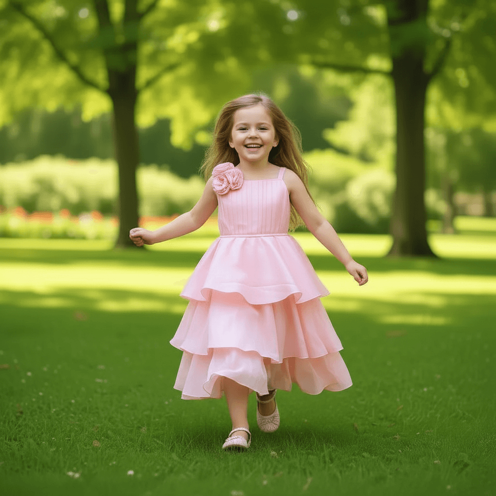 Peach organza frock M260121