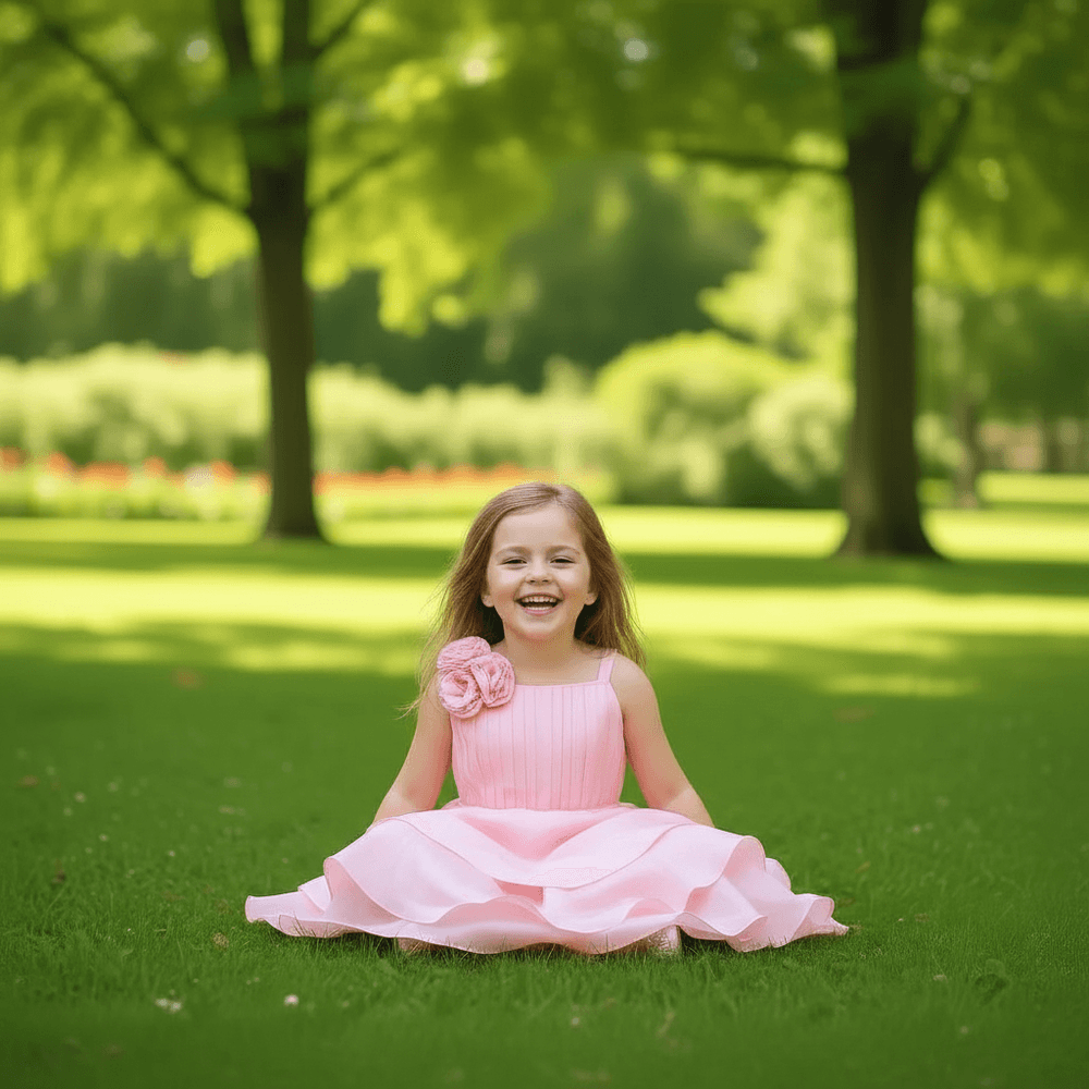 Peach organza frock M260121