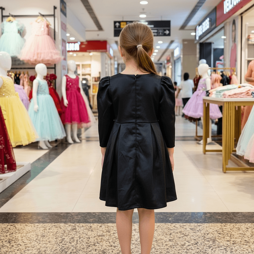 Black party frock for girls-M260125