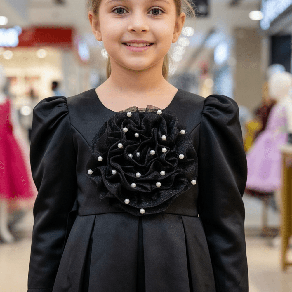 Black party frock for girls-M260125