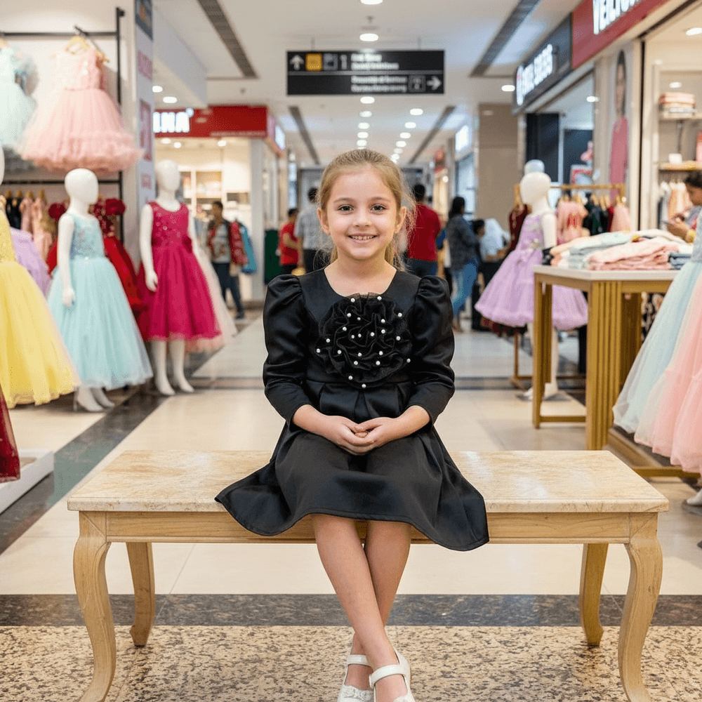 Black party frock for girls-M260125