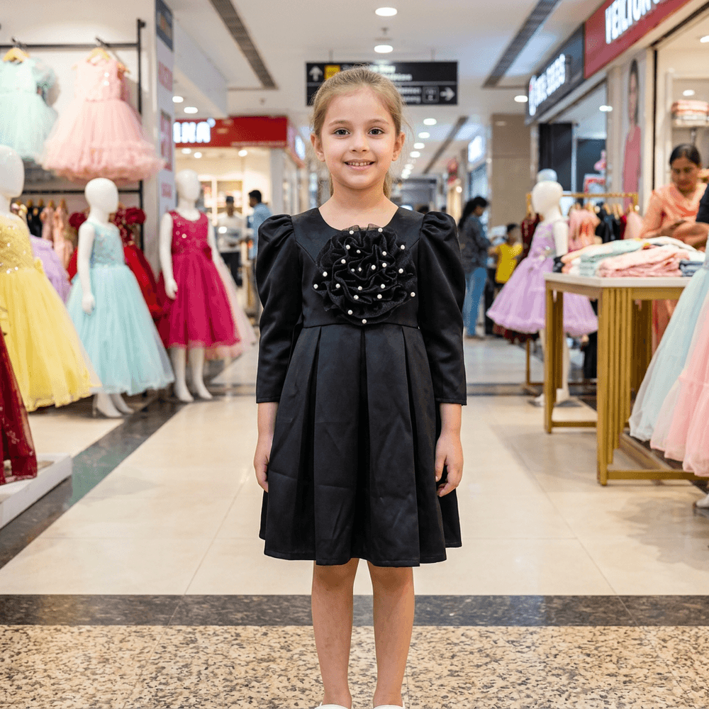 Black party frock for girls-M260125