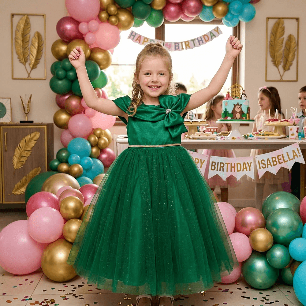 Girls green  Party frock M260126