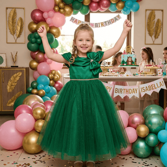 Girls green  Party frock M260126