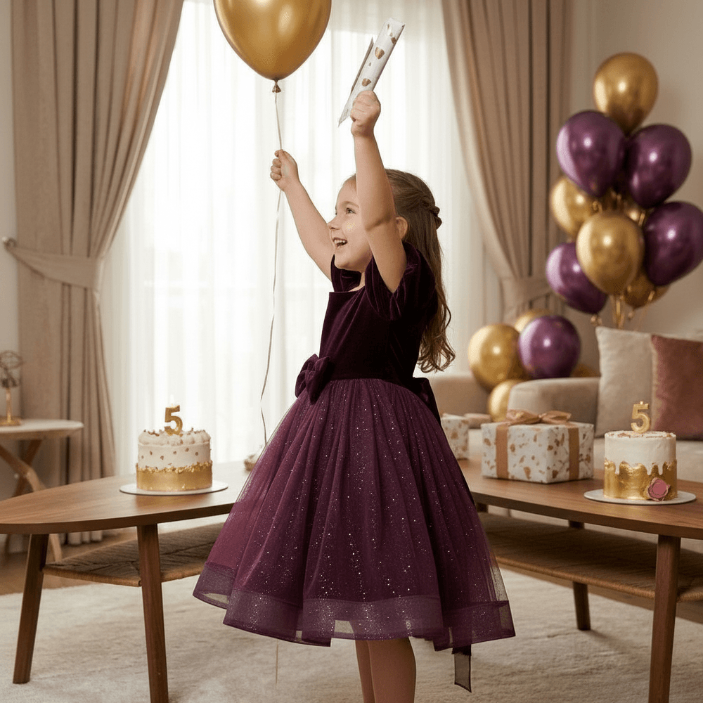 Girls wine  Party frock M260138