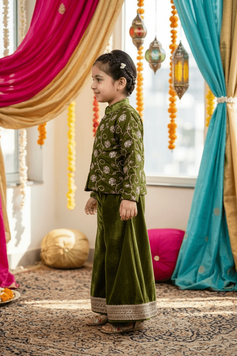 Green Designer plazo set M260144