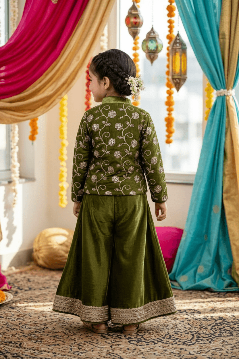 Green Designer plazo set M260144