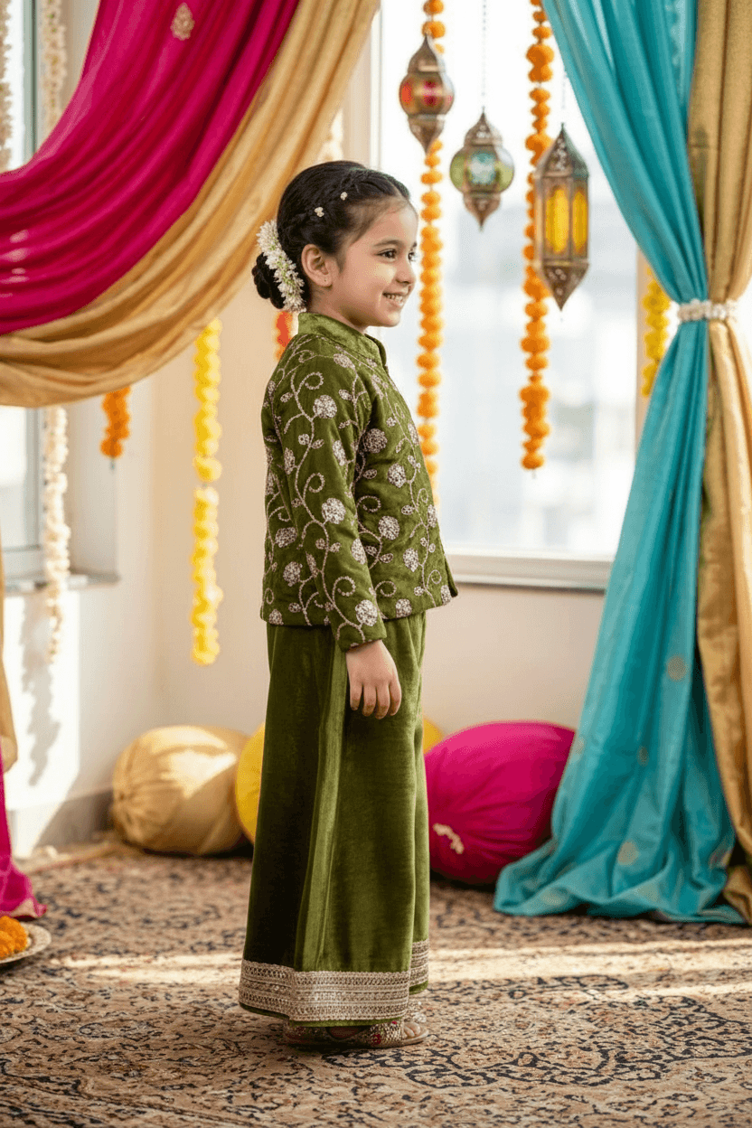 Green Designer plazo set M260144