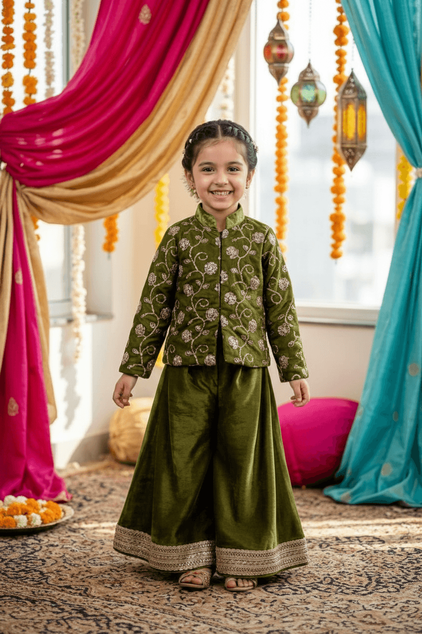 Green Designer plazo set M260144