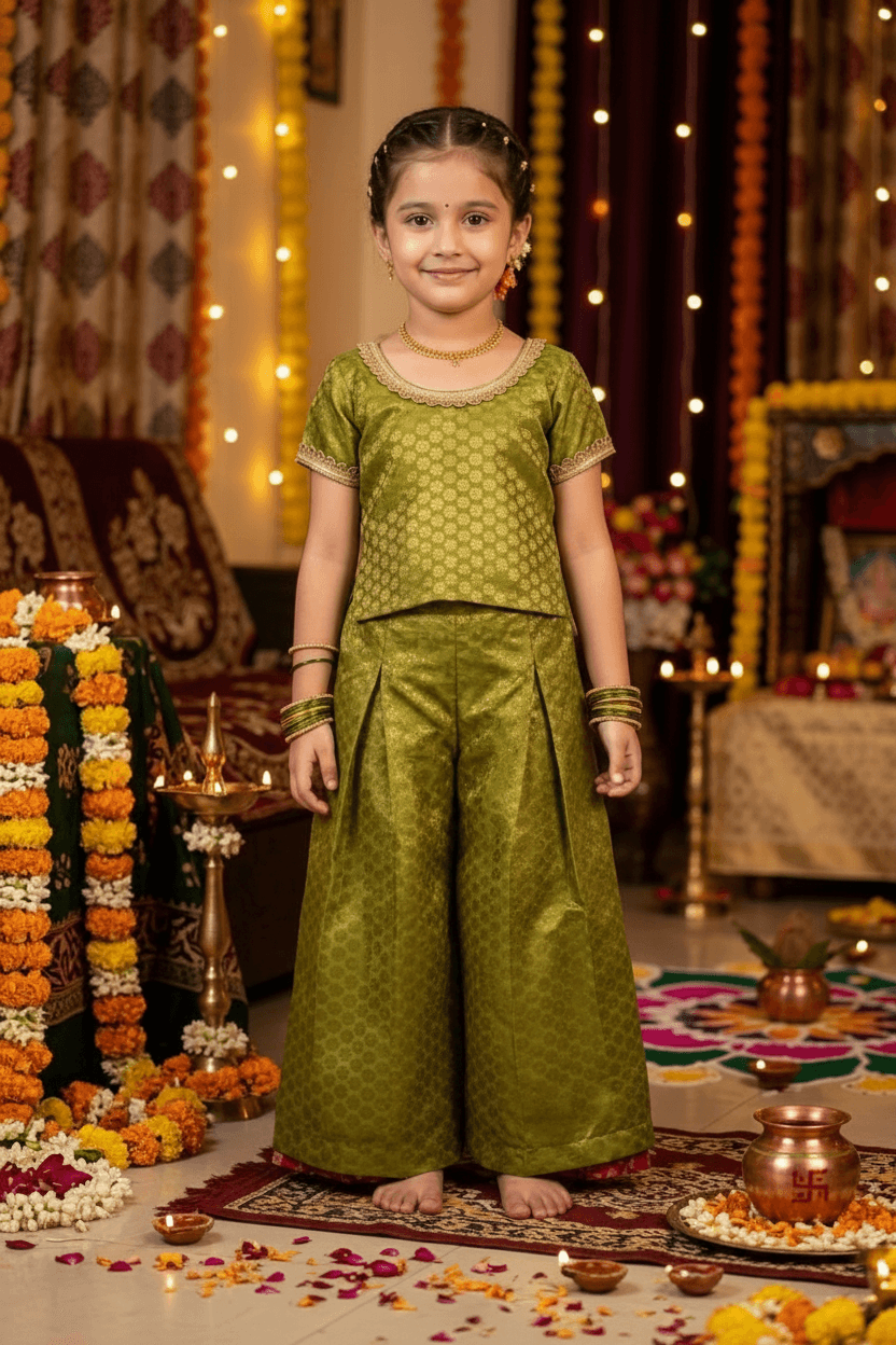 Green Designer plazo set M260145