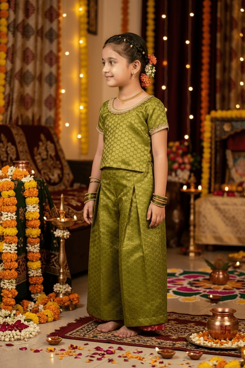 Green Designer plazo set M260145