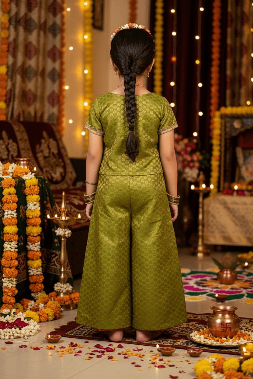 Green Designer plazo set M260145