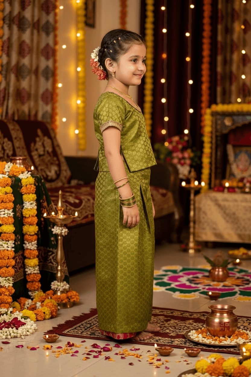 Green Designer plazo set M260145