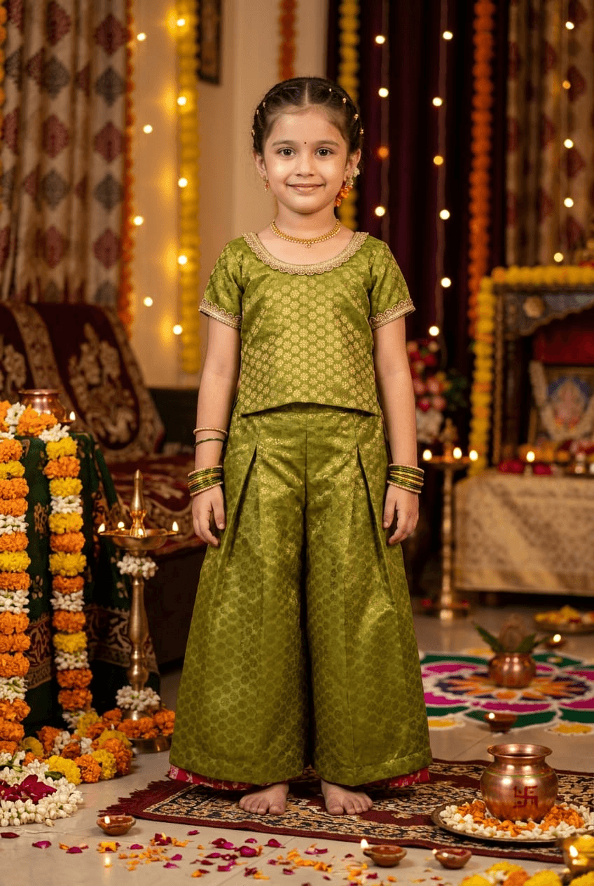 Green Designer plazo set M260145