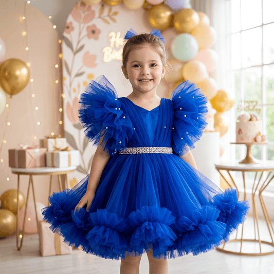Blue party frock for girls-M260147
