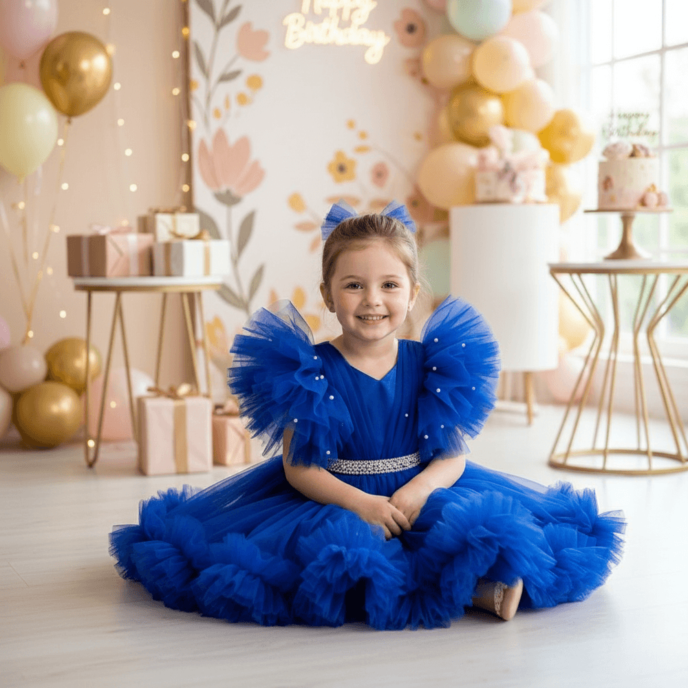 Blue party frock for girls-M260147