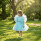 Sky blue party frock for girls-M260148