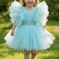 Sky blue party frock for girls-M260148