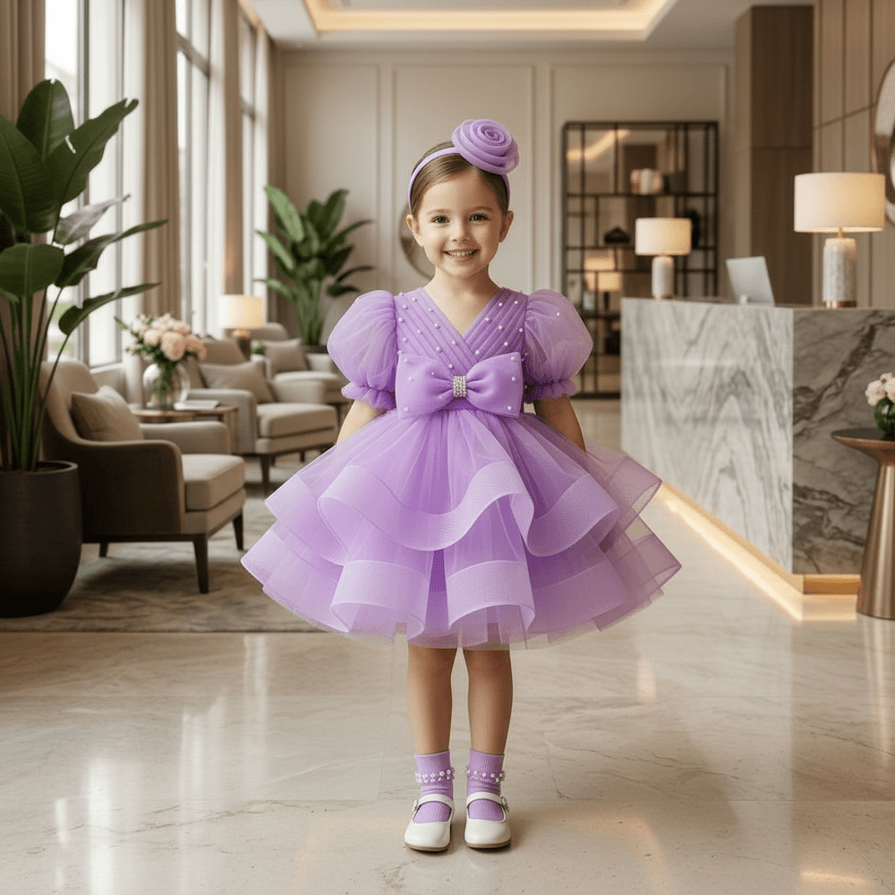 lavender party frock for girls-M260149