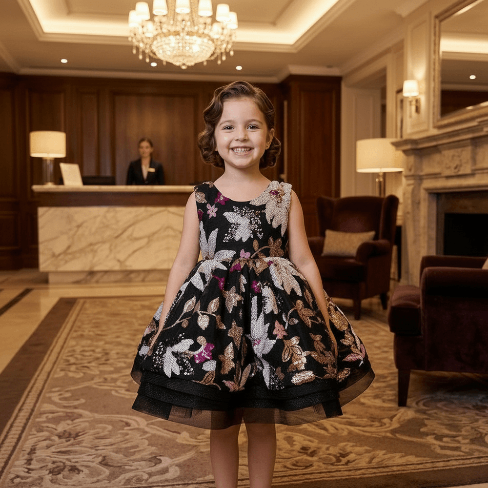 Girls black  Party frock M260150