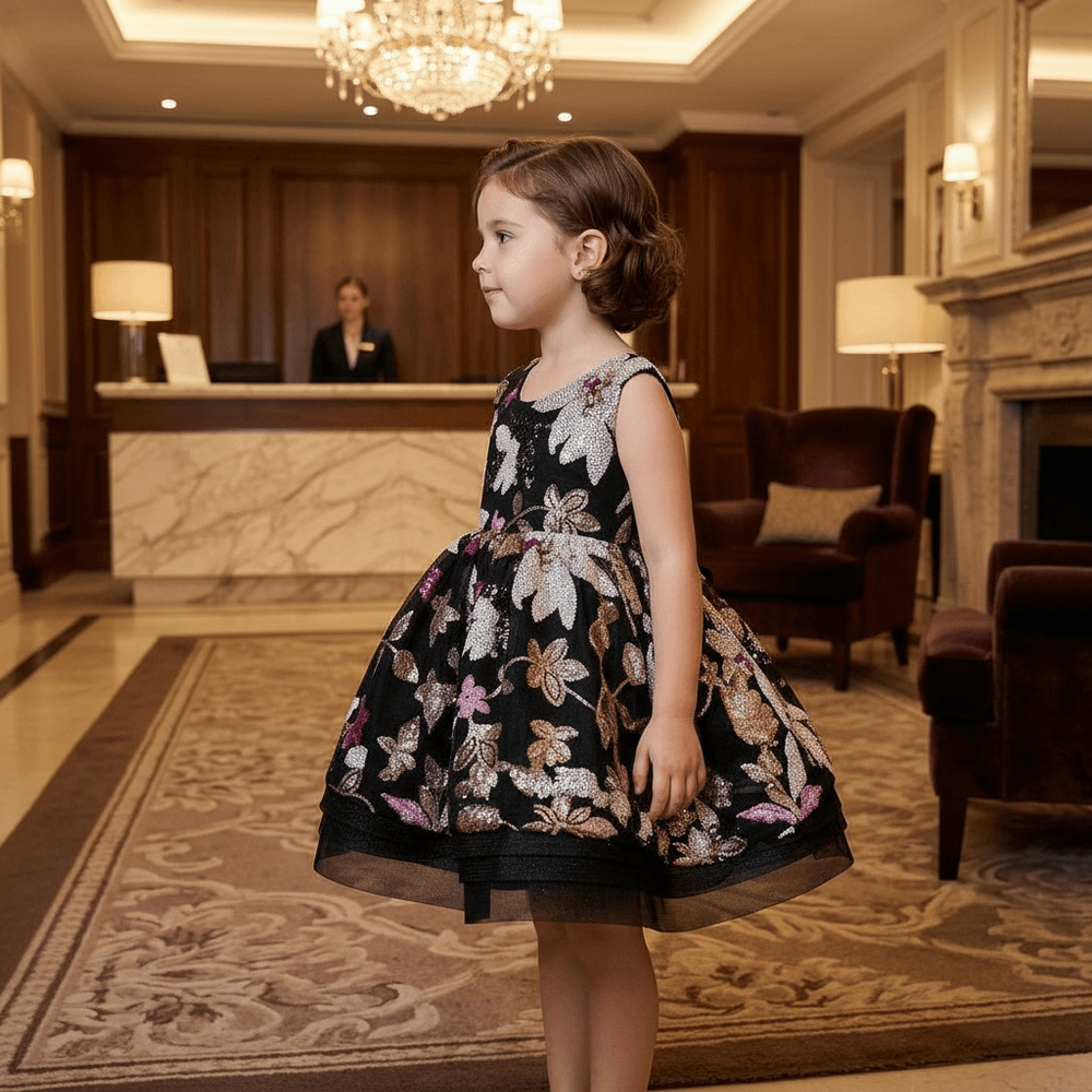 Girls black  Party frock M260150