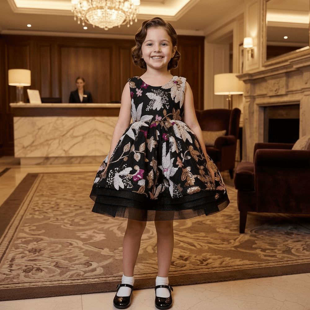 Girls black  Party frock M260150