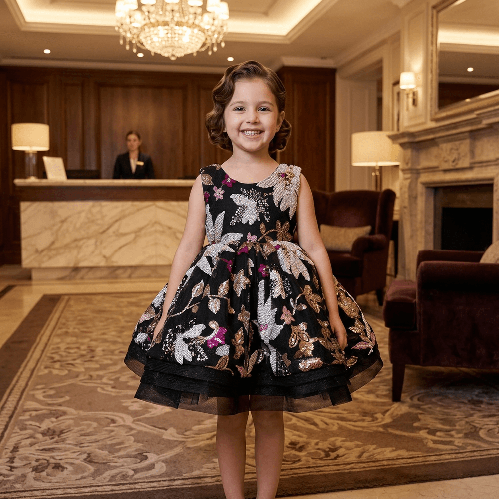 Girls black  Party frock M260150